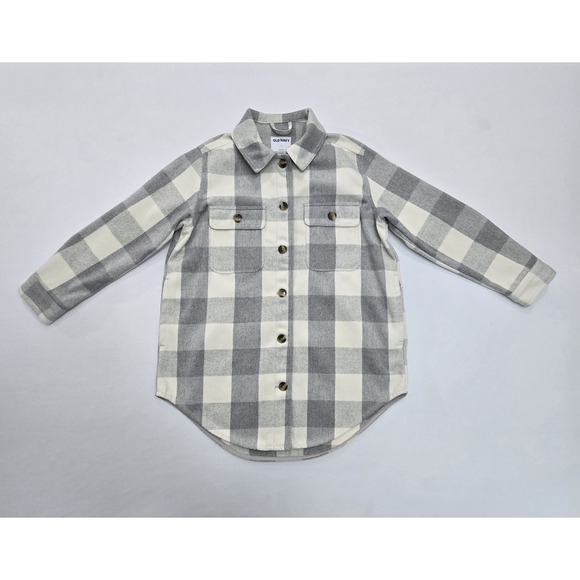 Old Navy Jackets & Blazers - Old Navy Womens Grey White Buffalo Plaid Flannel Shacket Shirt Jacket Large